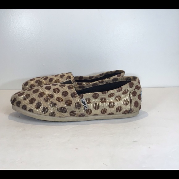 TOMS POLKA DOT METALLIC SLIP ON FLATS SZ 7.5 - Picture 7 of 12